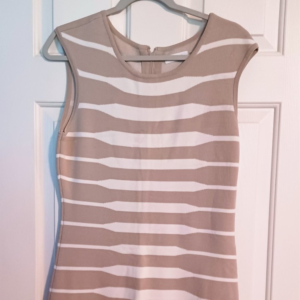 Calvin Klein tan/beige/cream shift knit dress / Size M